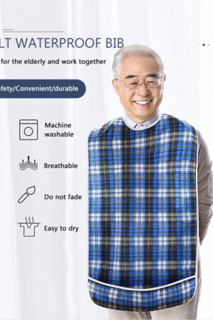 Waterproof eating elder bid for the care,double layers anti-stain bib